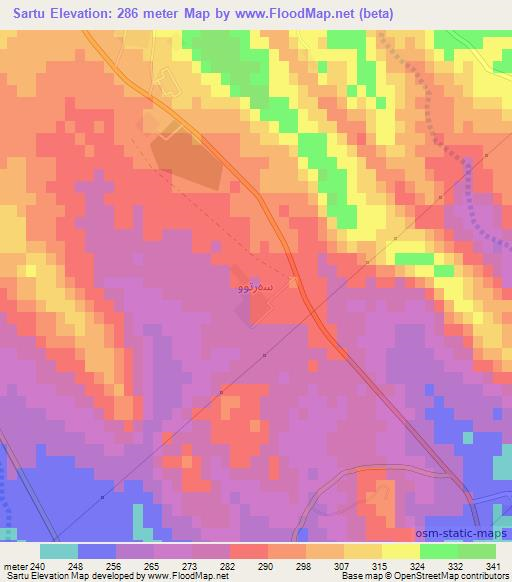 Sartu,Iraq Elevation Map