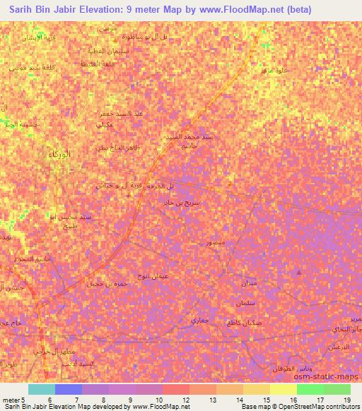 Sarih Bin Jabir,Iraq Elevation Map