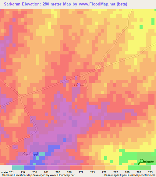 Sarkaran,Iraq Elevation Map