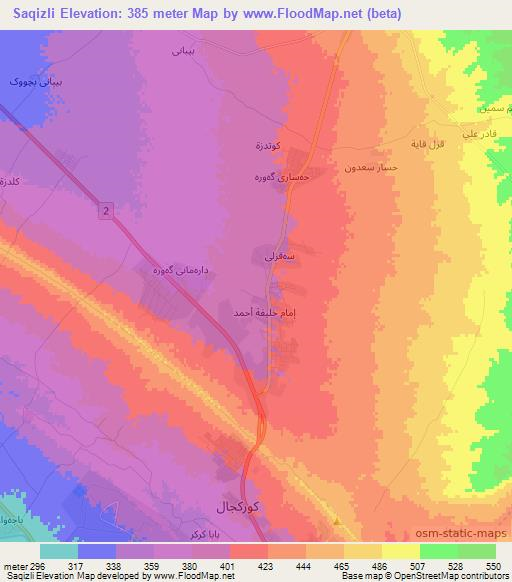 Saqizli,Iraq Elevation Map