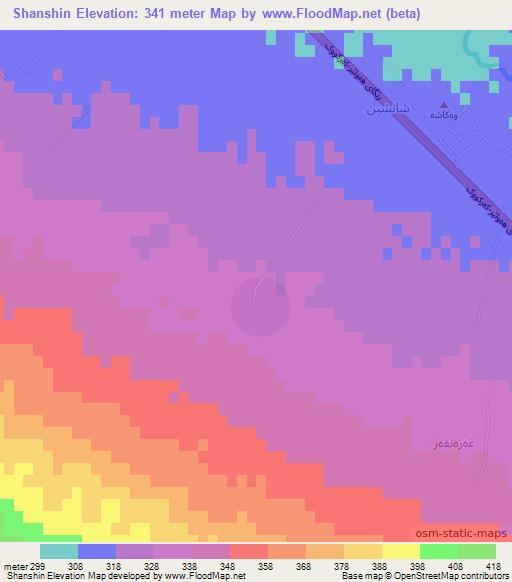 Shanshin,Iraq Elevation Map