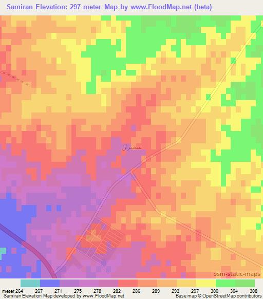 Samiran,Iraq Elevation Map