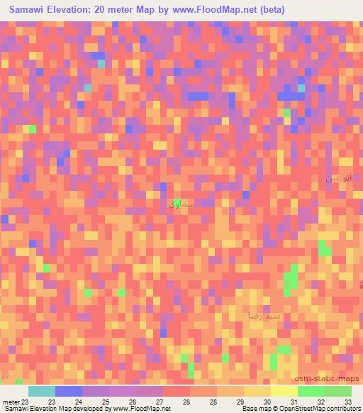 Samawi,Iraq Elevation Map