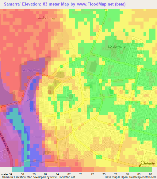 Samarra',Iraq Elevation Map