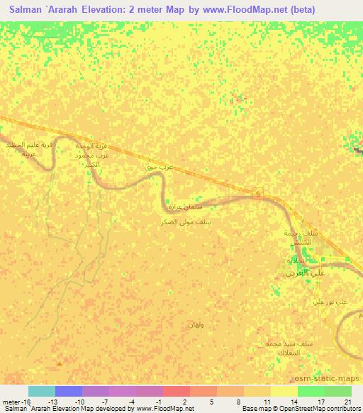 Salman `Ararah,Iraq Elevation Map