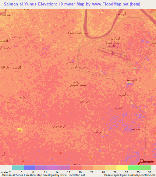 Salman al Yunus,Iraq Elevation Map