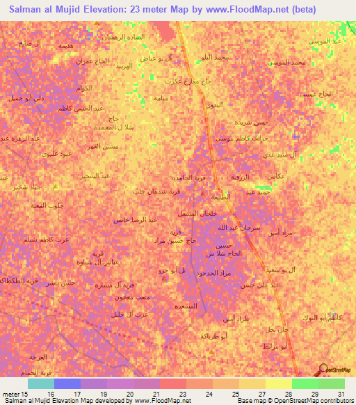 Salman al Mujid,Iraq Elevation Map