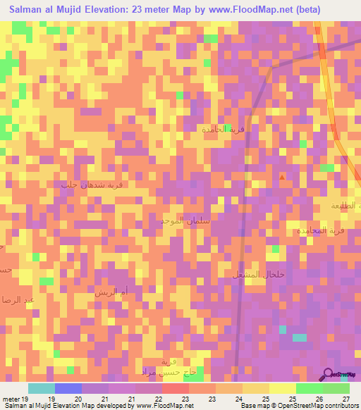 Salman al Mujid,Iraq Elevation Map