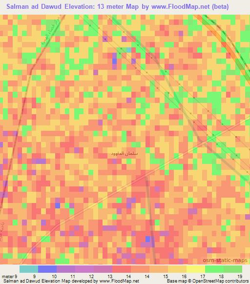 Salman ad Dawud,Iraq Elevation Map