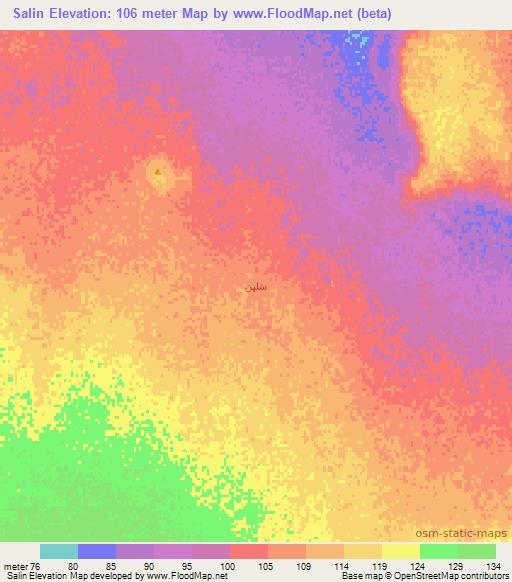 Salin,Iraq Elevation Map