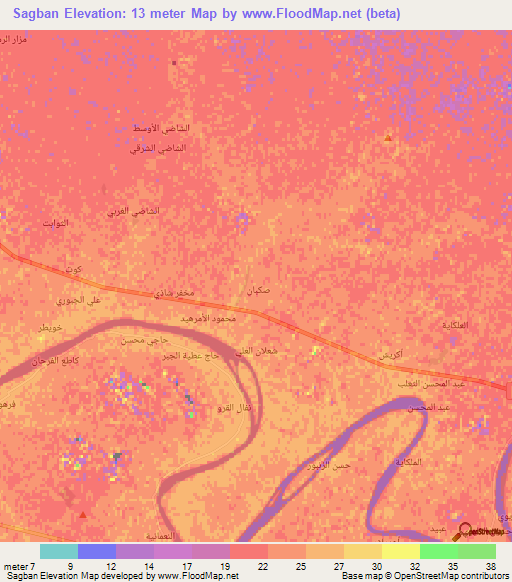 Sagban,Iraq Elevation Map