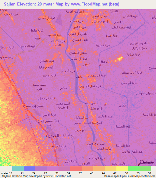 Sajlan,Iraq Elevation Map