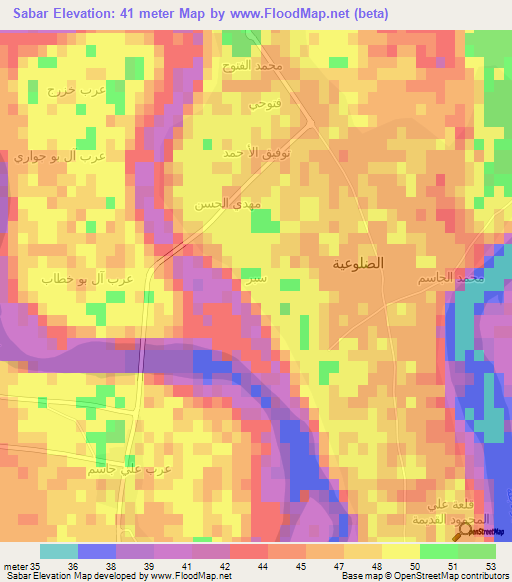 Sabar,Iraq Elevation Map