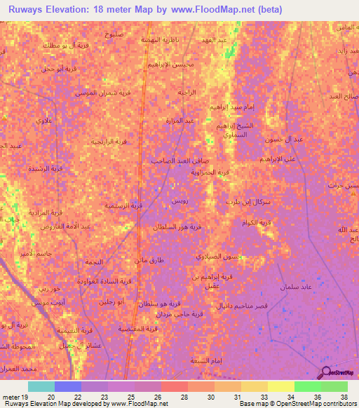 Ruways,Iraq Elevation Map