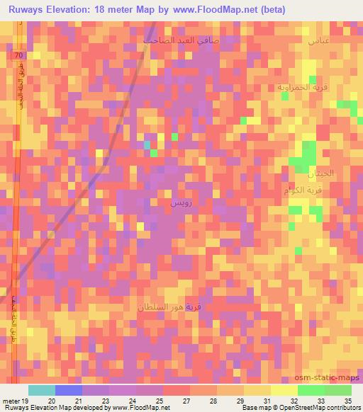 Ruways,Iraq Elevation Map