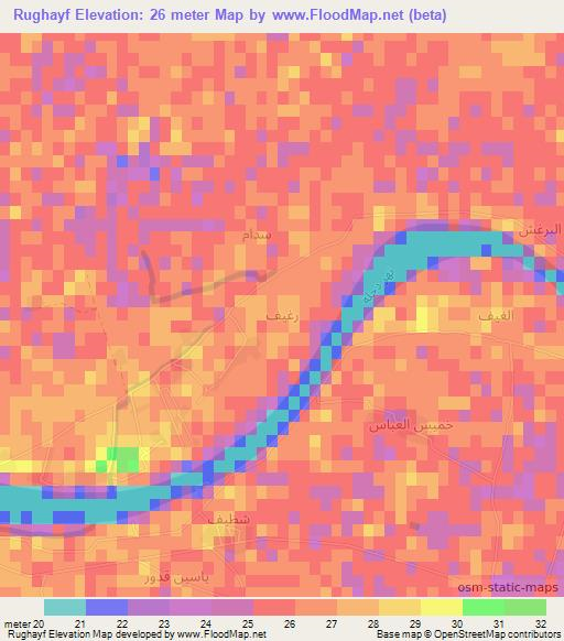 Rughayf,Iraq Elevation Map