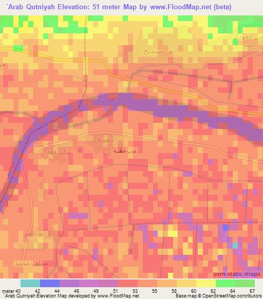 `Arab Qutniyah,Iraq Elevation Map