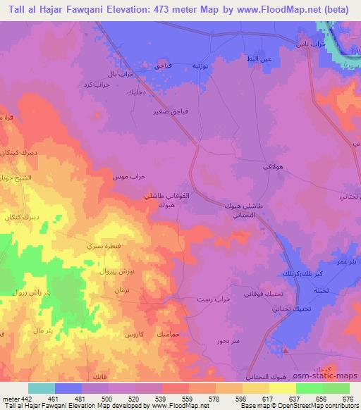 Tall al Hajar Fawqani,Syria Elevation Map