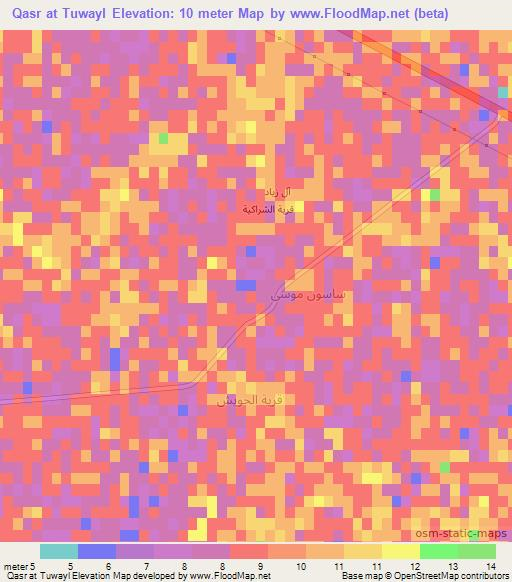 Qasr at Tuwayl,Iraq Elevation Map