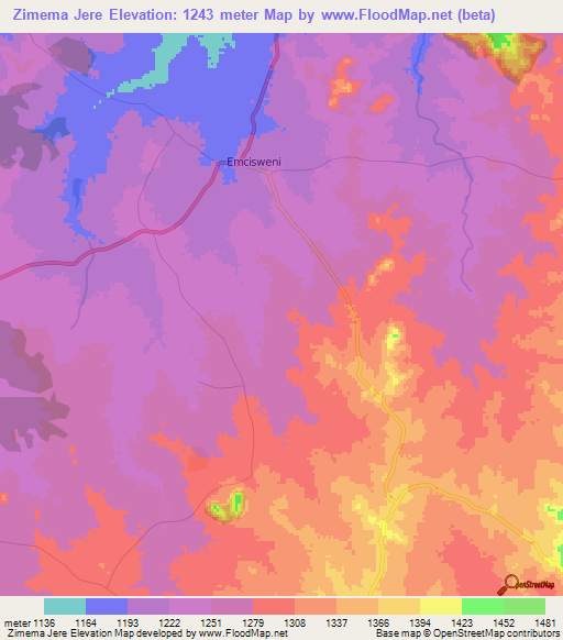 Zimema Jere,Malawi Elevation Map