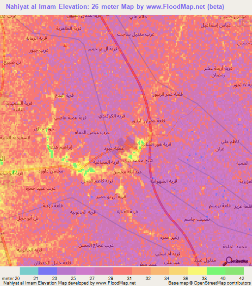 Nahiyat al Imam,Iraq Elevation Map