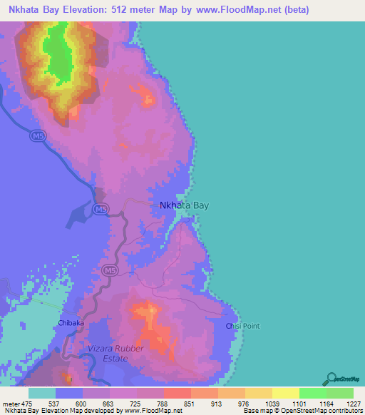 Nkhata Bay,Malawi Elevation Map