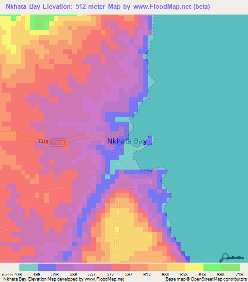 Nkhata Bay,Malawi Elevation Map