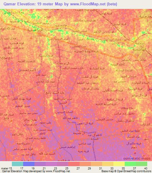 Qamar,Iraq Elevation Map