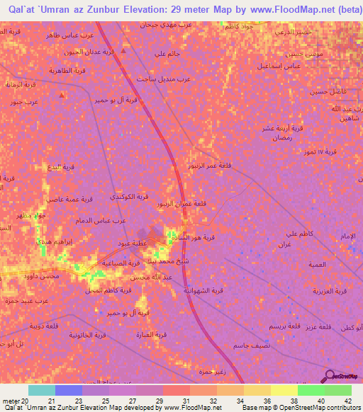 Qal`at `Umran az Zunbur,Iraq Elevation Map