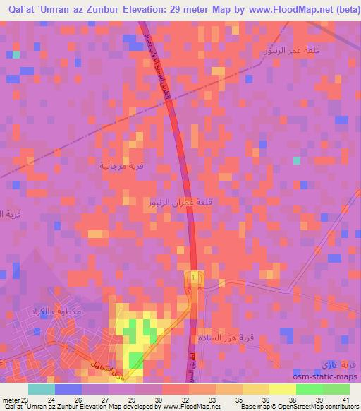 Qal`at `Umran az Zunbur,Iraq Elevation Map