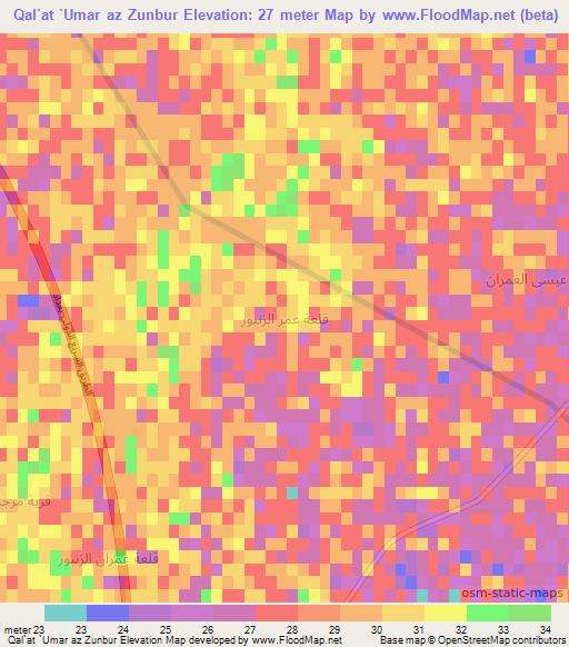 Qal`at `Umar az Zunbur,Iraq Elevation Map