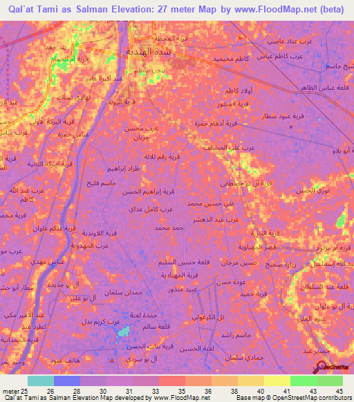 Qal`at Tami as Salman,Iraq Elevation Map