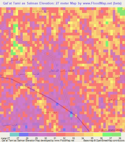 Qal`at Tami as Salman,Iraq Elevation Map