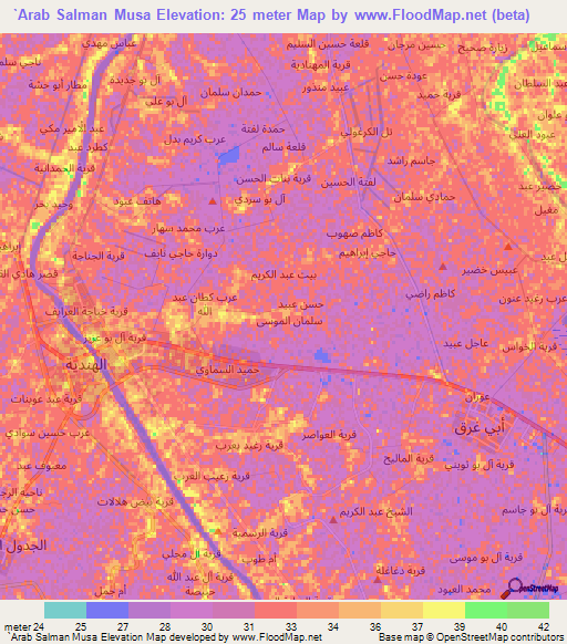 `Arab Salman Musa,Iraq Elevation Map