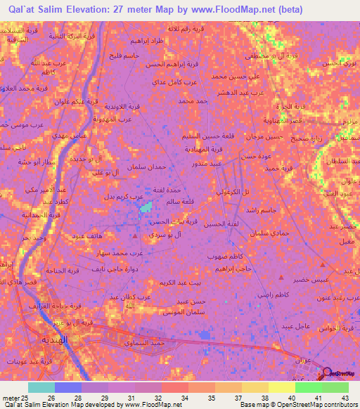 Qal`at Salim,Iraq Elevation Map