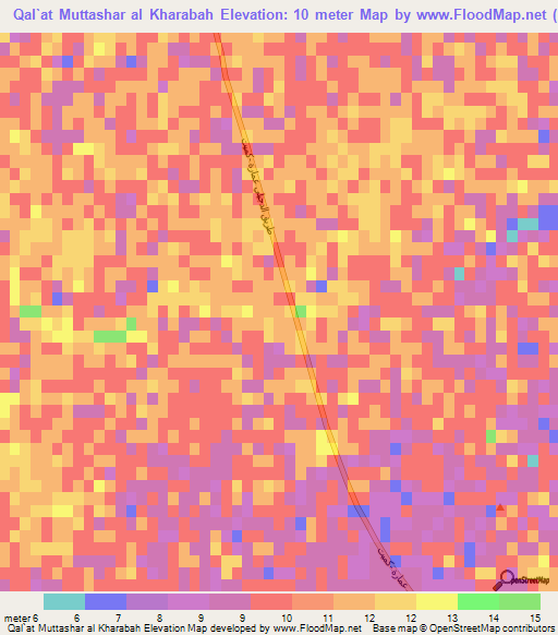 Qal`at Muttashar al Kharabah,Iraq Elevation Map