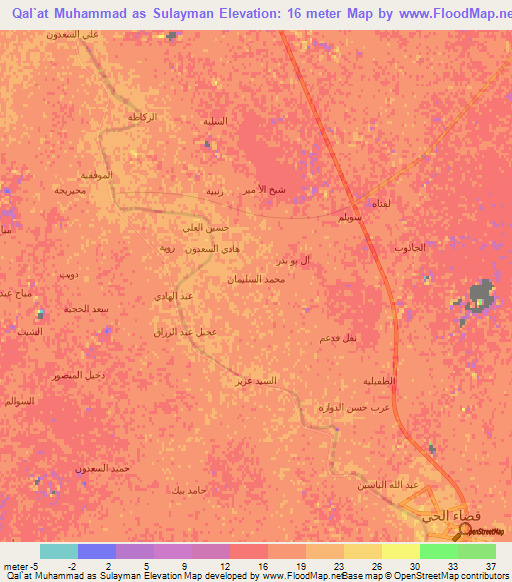 Qal`at Muhammad as Sulayman,Iraq Elevation Map