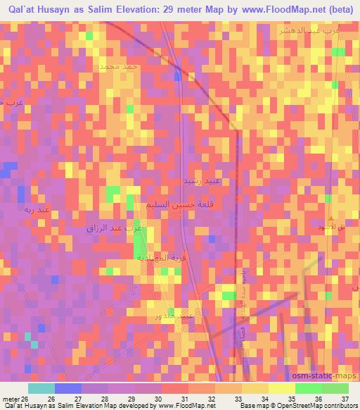 Qal`at Husayn as Salim,Iraq Elevation Map