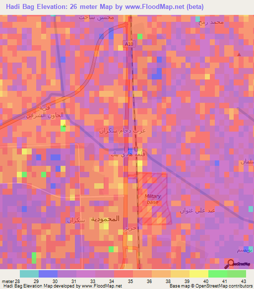 Hadi Bag,Iraq Elevation Map