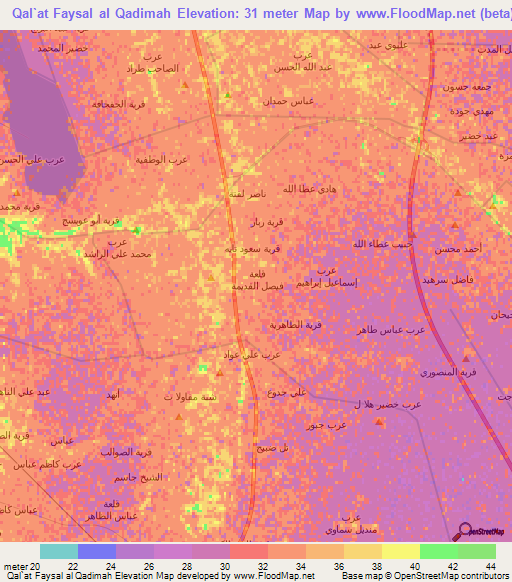 Qal`at Faysal al Qadimah,Iraq Elevation Map