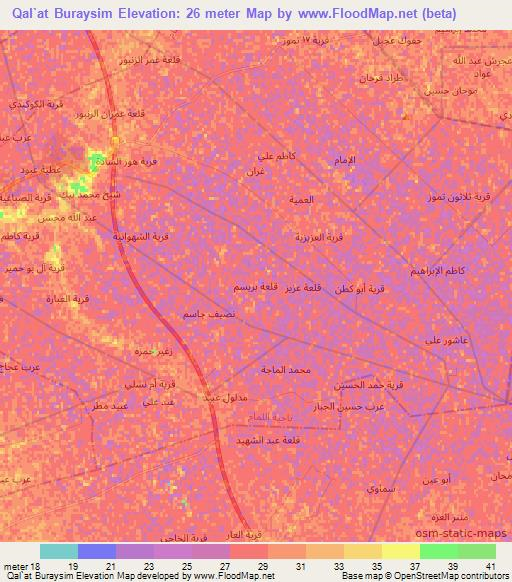 Qal`at Buraysim,Iraq Elevation Map