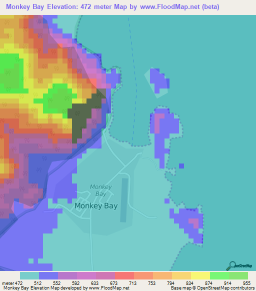 Monkey Bay,Malawi Elevation Map