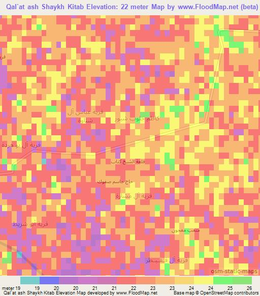 Qal`at ash Shaykh Kitab,Iraq Elevation Map