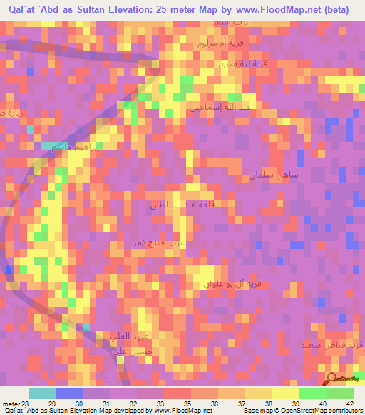 Qal`at `Abd as Sultan,Iraq Elevation Map