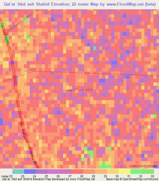 Qal`at `Abd ash Shahid,Iraq Elevation Map