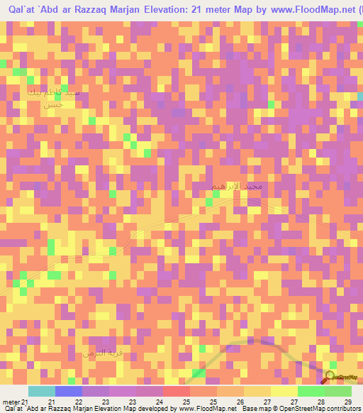 Qal`at `Abd ar Razzaq Marjan,Iraq Elevation Map