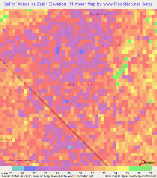 Qal`at `Abbas az Zahir,Iraq Elevation Map