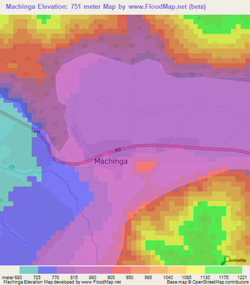 Machinga,Malawi Elevation Map