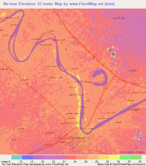 Nu`man,Iraq Elevation Map