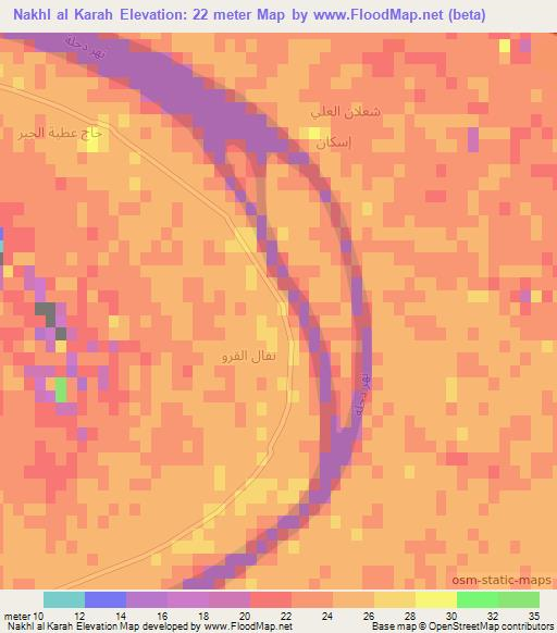 Nakhl al Karah,Iraq Elevation Map